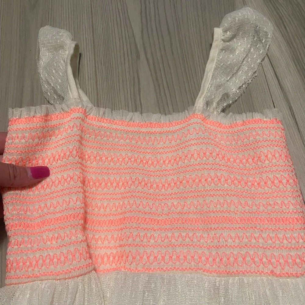 Zara Tulle Dress With Neon Smocking Size 10